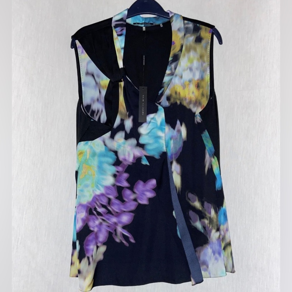 Elli Tahari Multicolor sleeveless blouse size XL New With Tag